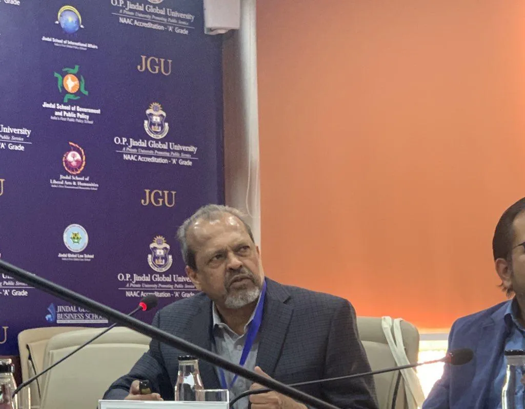 A panelist at the Jindal conference on public policy and complex problems.